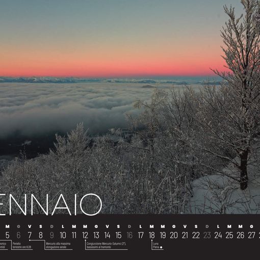 Gennaio 2022 sul magnifico calendario dell'Osservatorio Astronomico di Campo dei Fiori