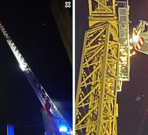 FOTO E VIDEO. Castronno, giovane s'arrampica nella notte su una gru di 25 metri: raggiunto e salvato