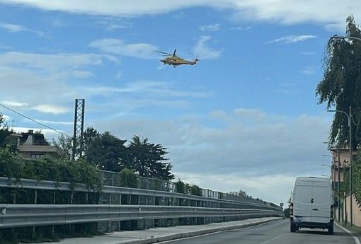 L'elisoccorso in azione a Jerago