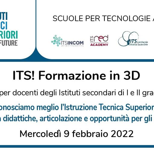 “Formazione in 3D”: webinar rivolto ai docenti sulla formazione terziaria non universitaria