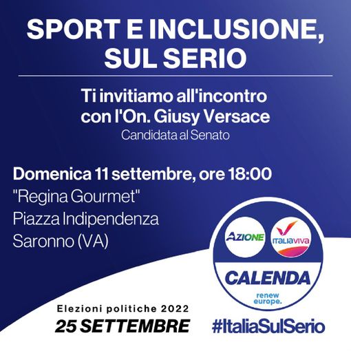 Azione-Italia Viva: domani a Saronno si parla di sport e inclusione con Giusy Versace