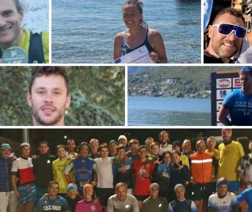 L'allenatore varesino Stefano Galante, il primo da sinistra in cima al collage, e alcuni dei ragazzi e degli adulti che superano ogni limite grazie allo sport e a Oxygen Triathlon