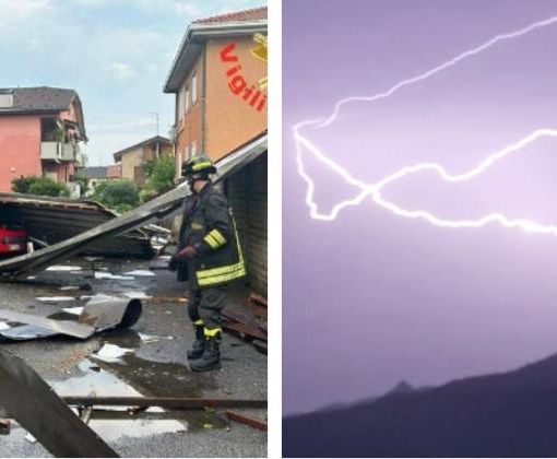La lamiera di un tetto vola su un'auto a Ceriano Laghetto, fulmini nella notte sul lago Maggiore via NaturalMeteo grazie a Giacomo