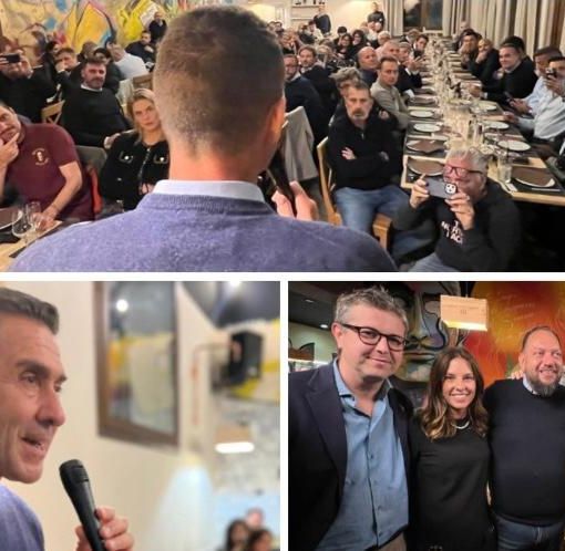 Roberto Vannacci ospite del locale Al Posto Giusto di Varese. Qui sopra a destra è con Andrea Cassani, Isabella Tovaglieri, il padrone di casa Mirko Reto e Max Ferrari