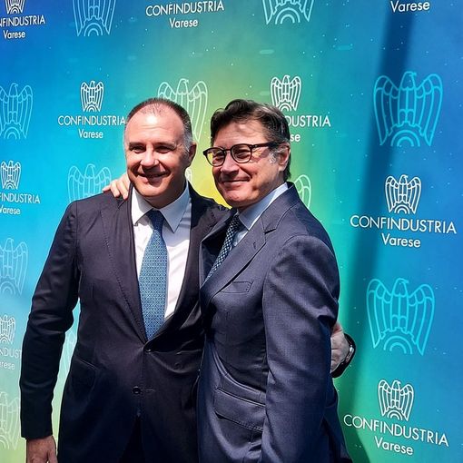 Il presidente di Confindustria nazionale Emanuele Orsini e il leader degli industriali della provincia di Varese Roberto Grassi