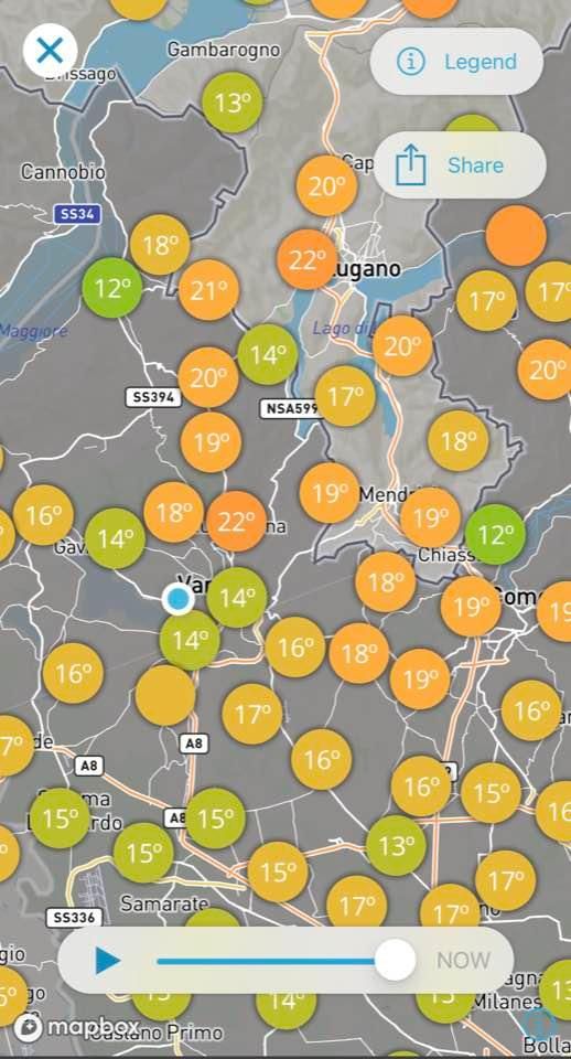 La cartina con le temperature odierne postata dall'esperto Gianluca Bertoni La cartina con le temperature odierne postata dall'esperto Gianluca Bertoni