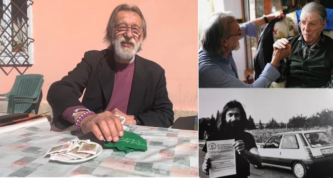 Modesto lo scorso anno durante l'intervista nella trattoria di famiglia. Sopra a destra al compleanno di Bossi e sotto in una foto degli anni ruggenti della prima Lega