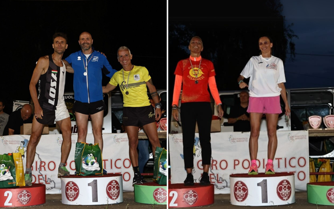 Diego Furia e Tiziana Frasson sul podio più alto in occasione dell'ultima gara di Cardano (foto www.girodelvaresotto.it) Diego Furia e Tiziana Frasson sul podio più alto in occasione dell'ultima gara di Cardano (foto www.girodelvaresotto.it)