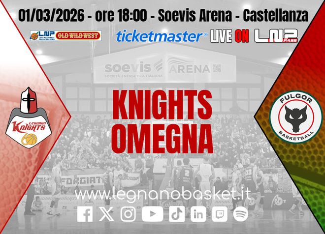 Knights-Omegna, sfida playoff: in palio punti pesanti per stare nel treno delle prime sei Knights-Omegna, sfida playoff: in palio punti pesanti per stare nel treno delle prime sei