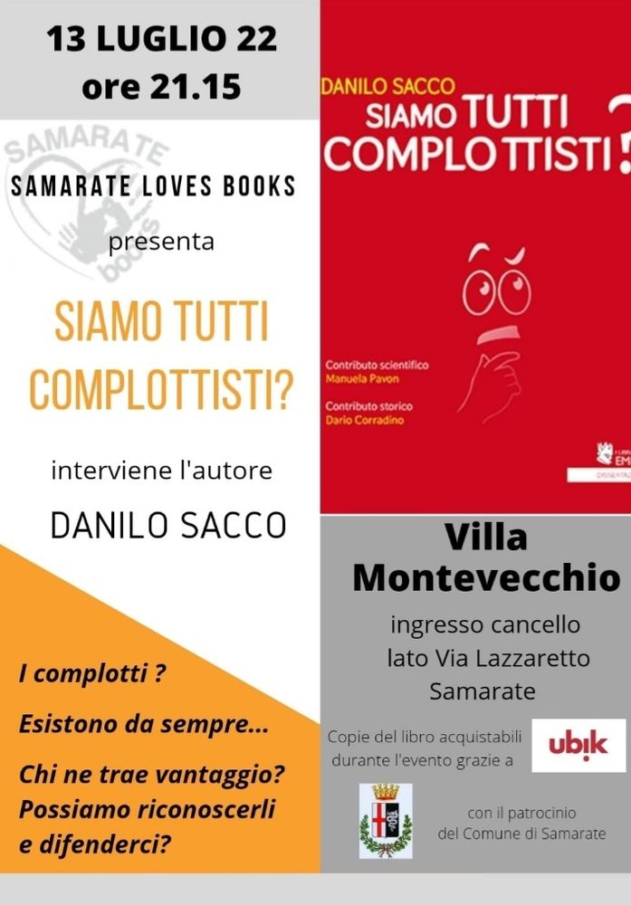 “Samarate Loves Books”: Danilo Sacco presenta “Siamo tutti complottisti?” “Samarate Loves Books”: Danilo Sacco presenta “Siamo tutti complottisti?”