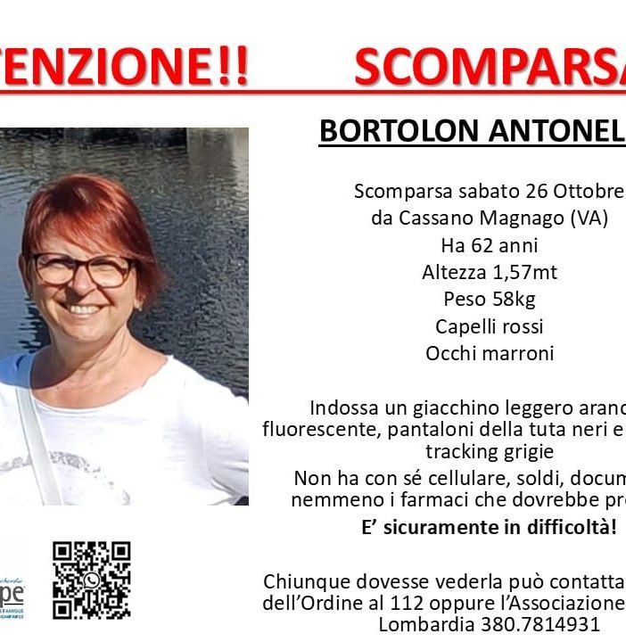 La locandina diffusa da Penelope Lombardia con il consenso della famiglia della signora Antonella