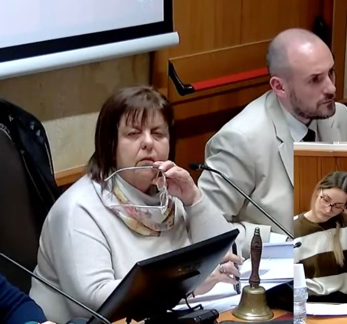 Alcuni momenti del consiglio e in alto l'ex assessore Mezanzana