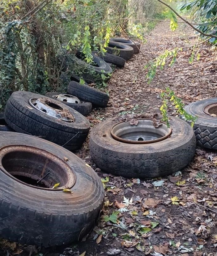 Gli incivili colpiscono ancora: i boschi di Borsano trasformati in una discarica di gomme