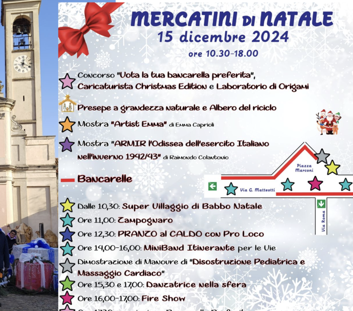 I MastrArtisti con l'albero e accanto la locandina della Pro Loco