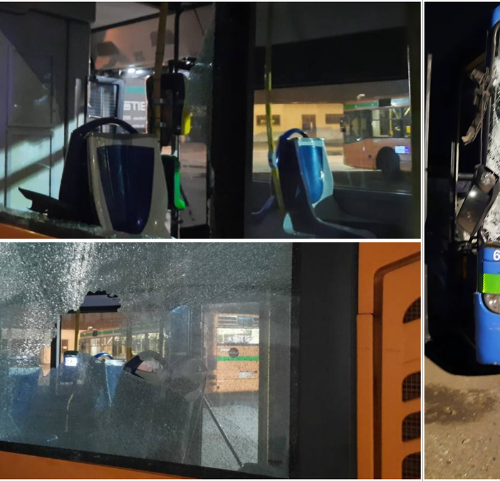 Autobus vandalizzati nella notte al deposito della Stie