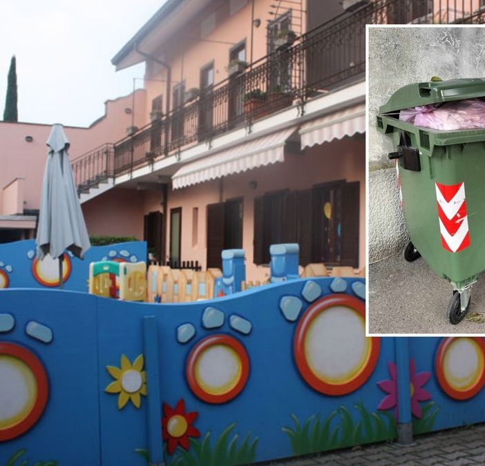 Un cassonetto stracolmo di pannolini sosta in via Dante: «Tutto per una mail non partita, rimediamo subito»