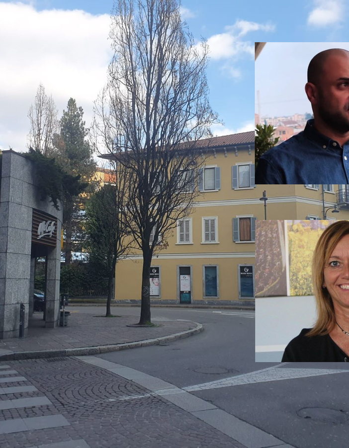 Piazza Garibaldi. Nei riquadri, Matteo Sabba e Laura Rogora