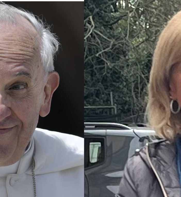 Papa Francesco (foto Adnkronos) e Mirella Cerini
