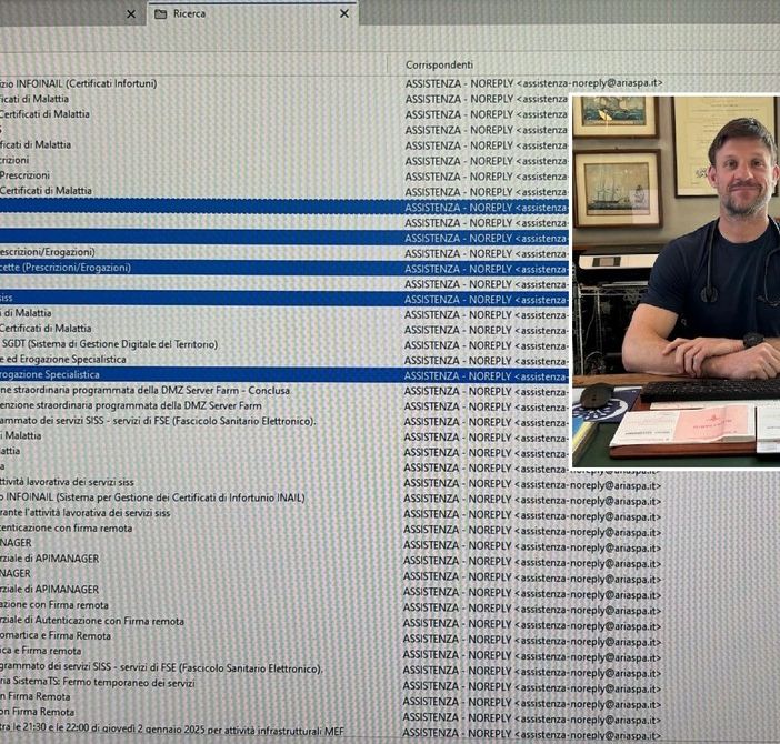 Alcune segnalazioni sui problemi riscontrati con il Siss - Sistema informativo sociosanitario. Nel riquadro il dottor Bisaccia