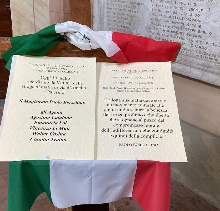 Il tempio civico di Busto ricorda il giudice Borsellino e la sua scorta