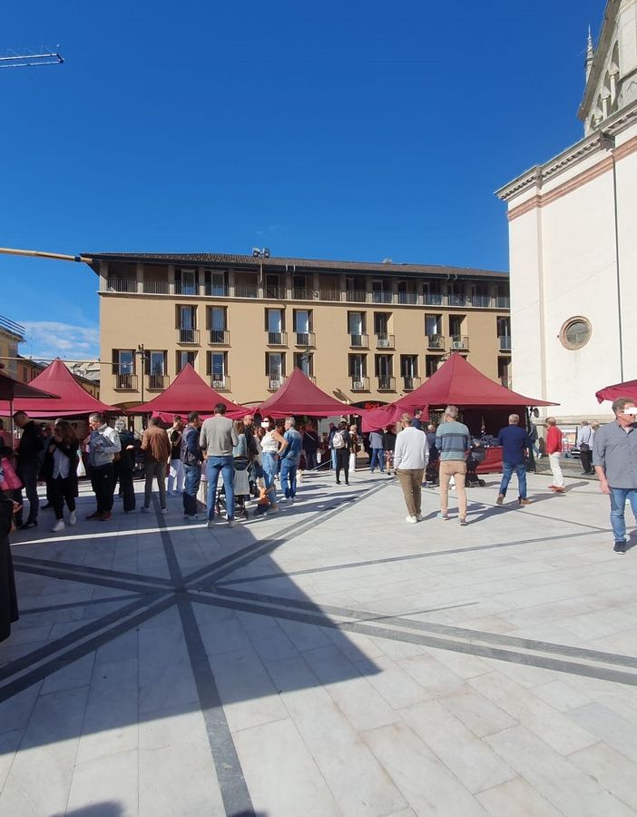 In piazza Santa Maria, mercatino piemontese