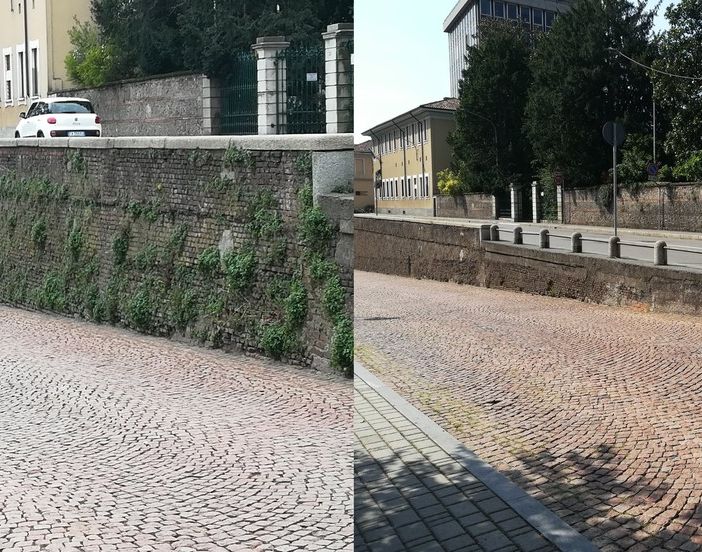 Il muraglione della Costalunga a Castellanza, prima e dopo l'intervento