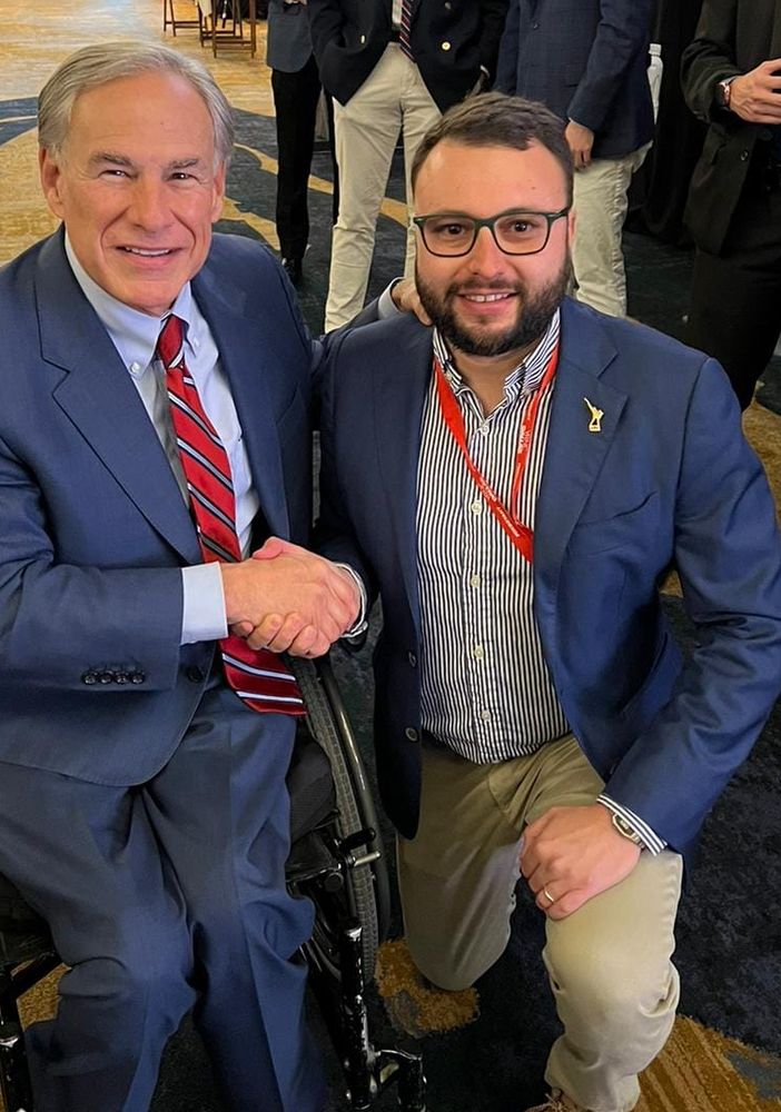 Davide Quadri con il Governatore del Texas, Abbott