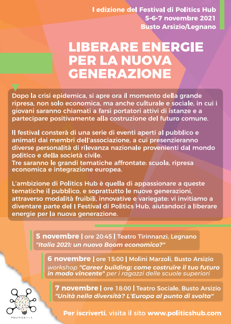Con Politics Hub la prima edizione del Festival “Liberare energie per la nuova generazione”