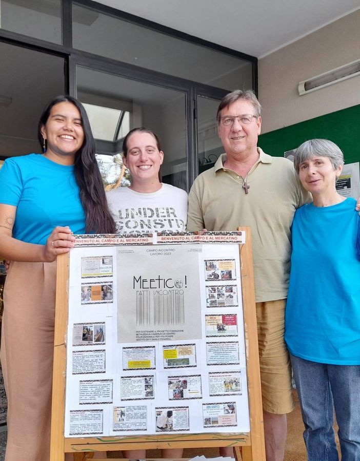 Una rappresentanza dell'equipe organizzativa per il campo Pime 2023: Maria, Alessandra, padre Castrese e  Daniela