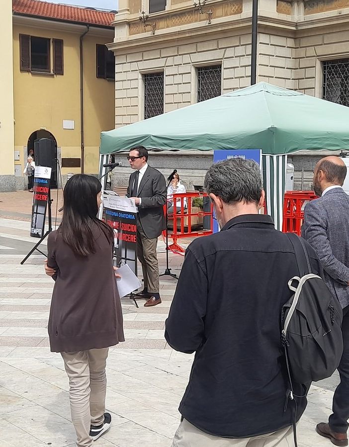 Samuele Genoni, presidente della Camera Penale di Busto, alla maratona oratoria di piazza San Giovanni
