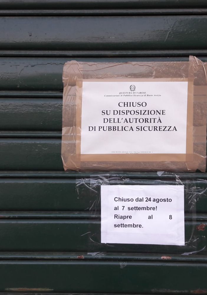Busto, chiuso per 15 giorni l'Antico Bar degli Angeli