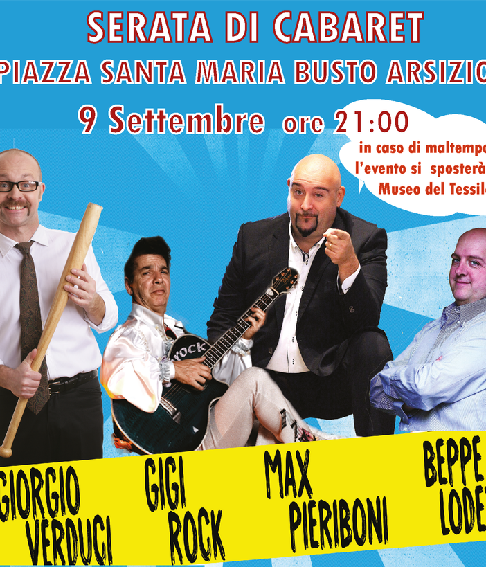 “Obiettivo risata”: serata di cabaret in piazza Santa Maria a Busto