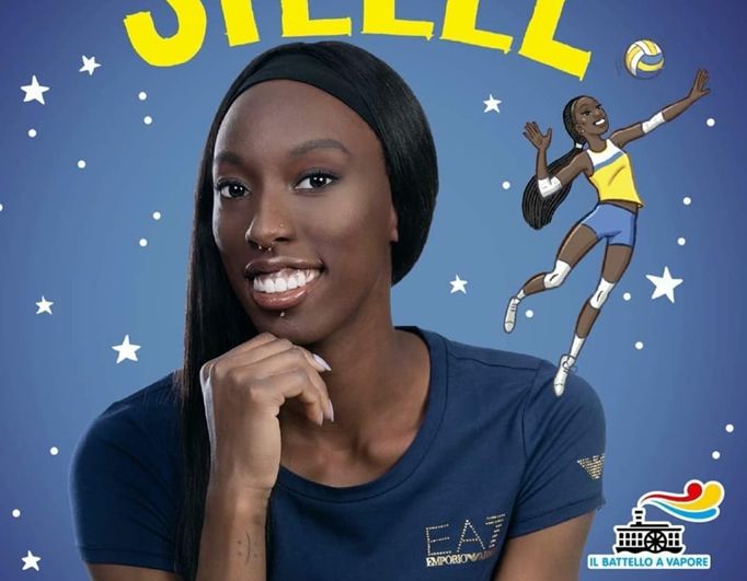 Paola Egonu firma le copie del suo libro a Busto