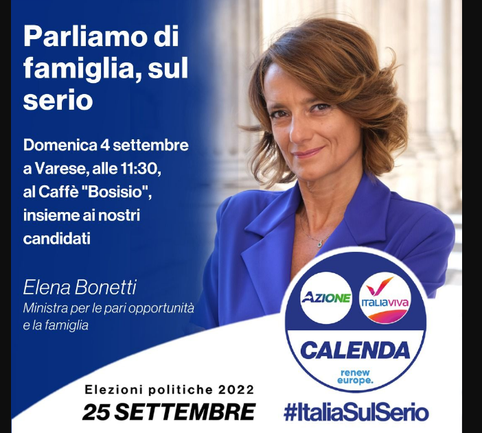 Domani la ministra Bonetti a Varese per parlare di famiglia