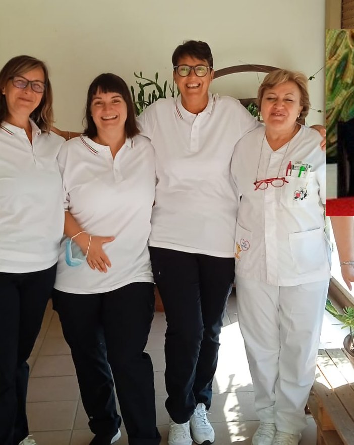 Le divise donate dagli Amici di Rossella con Gianni Maddaluno (nel riquadro). Sotto le foto anche di Rossella e Mary e di Gianni Gussoni