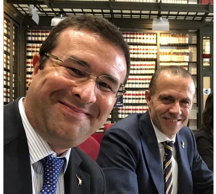 Da sinistra, i parlamentari Candiani e Romeo