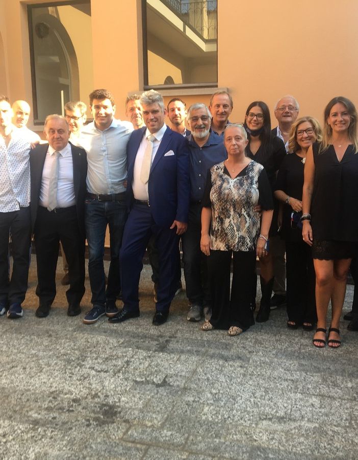 I candidati Fdi con Antonelli, i vertici del partito e Ninetto Pellegatta