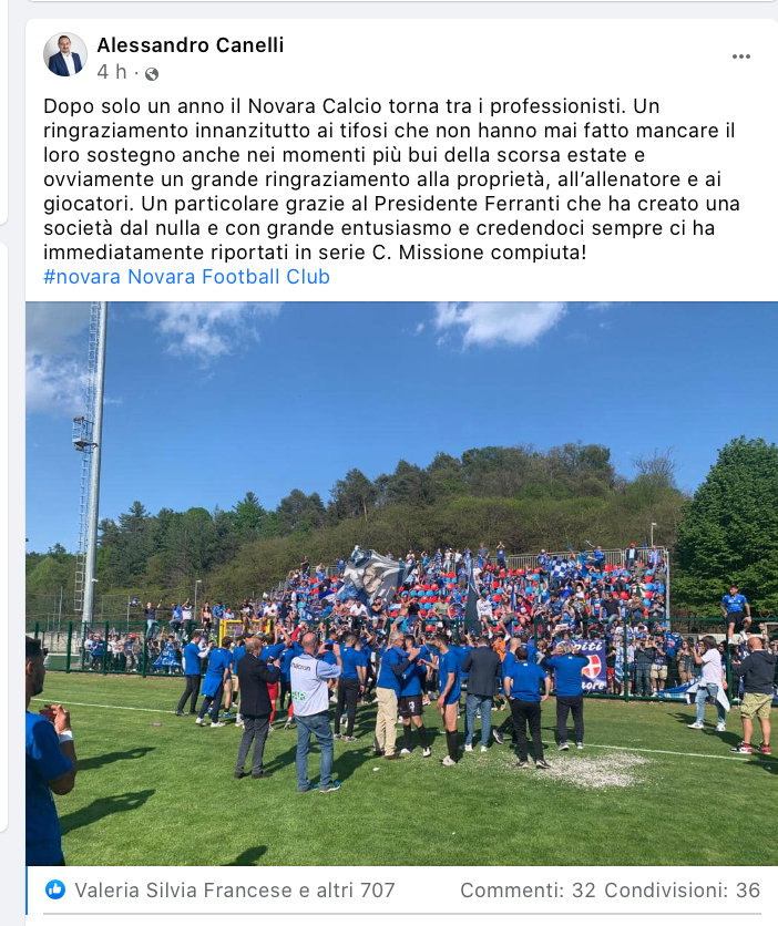 Il post del sindaco di Novara