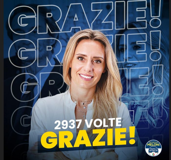 L'immagine postata da Francesca Caruso sui propri profili social