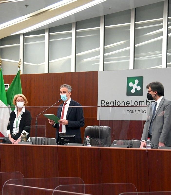 Un momento della cerimonia di commemorazione di David Sassoli