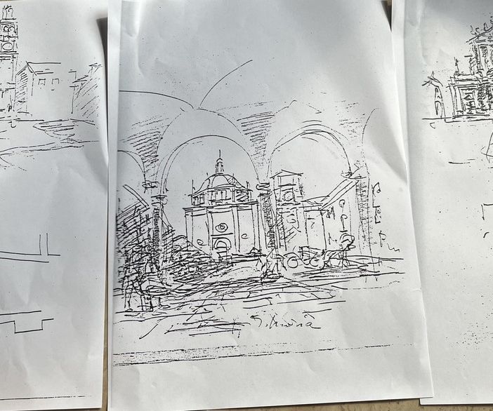 Disegni di Richino Castiglioni sul centro di Busto