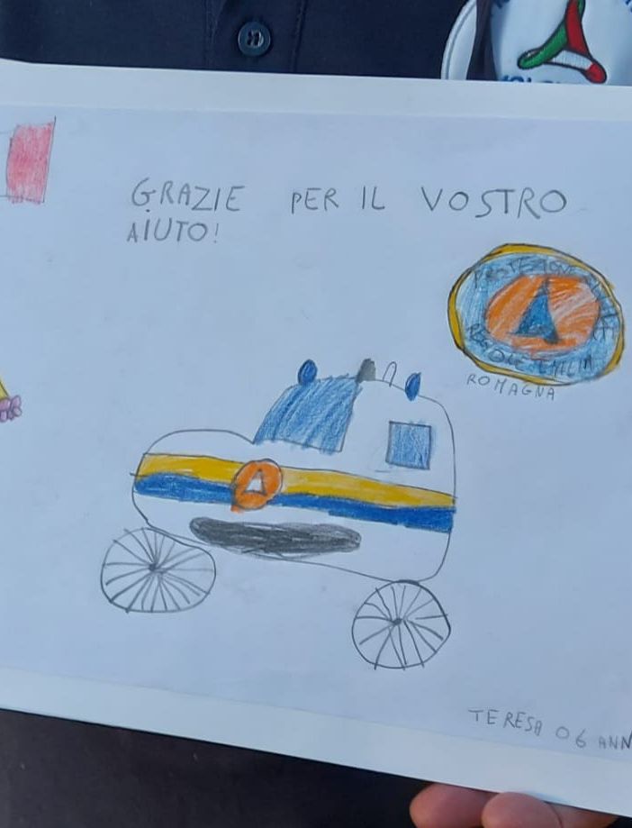 Un disegno commovente dei bambini diffuso dalla Regione Emilia Romagna