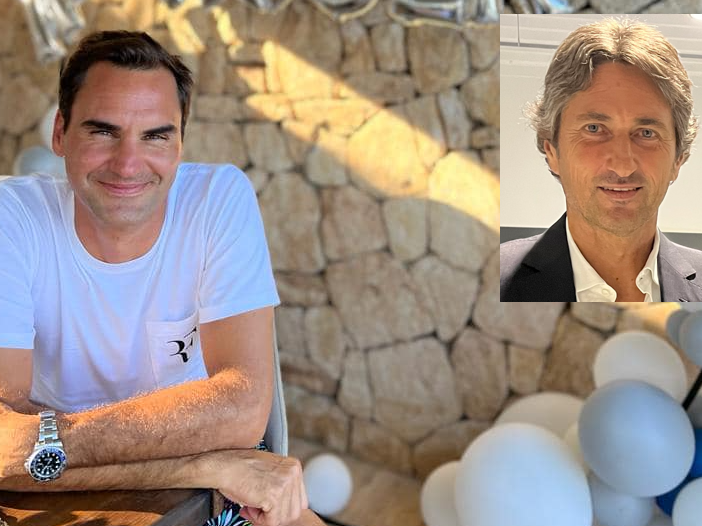 Federer in una foto del suo profilo ufficiale e Della Vedova, autore del messaggio