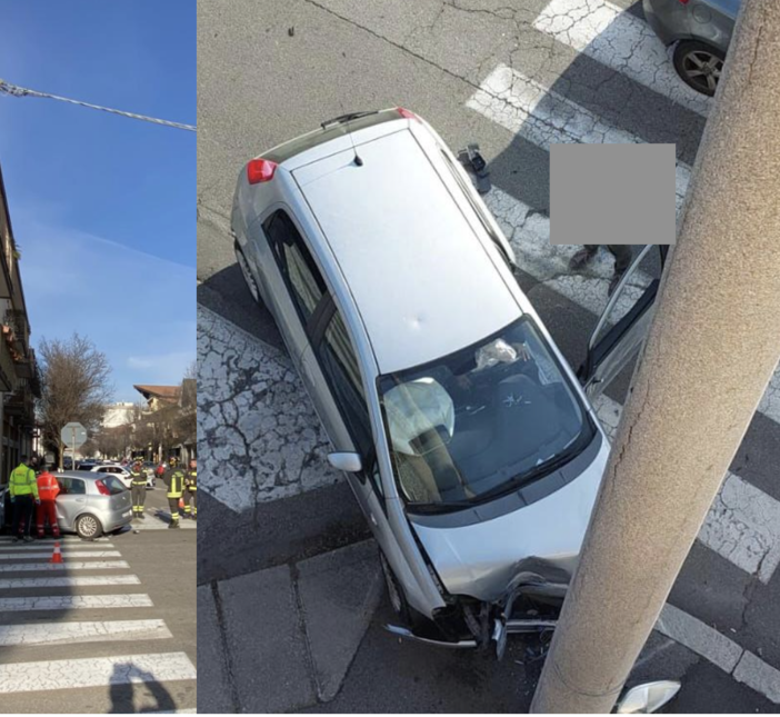 Auto contro palo in corso Italia a Busto: ferito un uomo