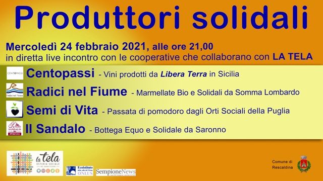 Mercoledì 24 febbraio, La Tela di Rescaldina presenta i suoi produttori solidali