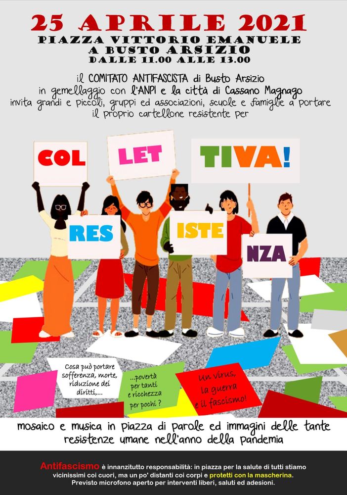 25 Aprile: l'Anpi di Cassano in piazza a Busto con il Comitato Antifascista per raccontare un anno di “resistenza”