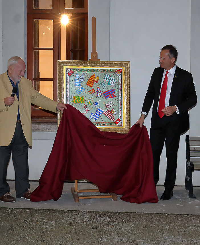Il quadro donato al Collegio e riprodotto sui foulard artistici distribuiti ai partecipanti alla serata