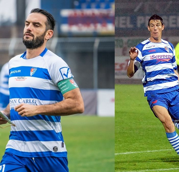 A sinistra Riccardo Colombo, il capitano della Pro Patria, protagonista a Stadio Aperto. È la sera dei capitani: sarà con noi anche l'ex tigrotto Matteo Serafini
