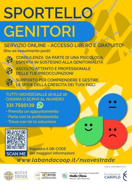 Sportello Genitori, un sostegno professionale nell'ambito del progetto “Nuove Strade”