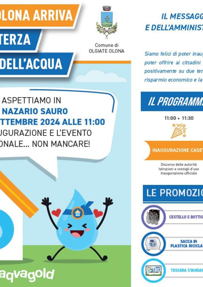 In centro a Olgiate arriva una casetta dell’acqua